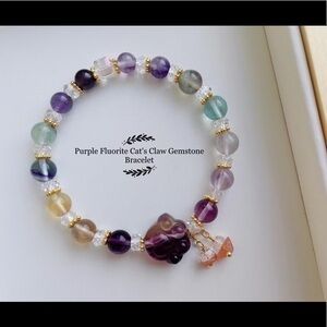 - Purple Fluorite Cat's Claw Gemstone Bracelet